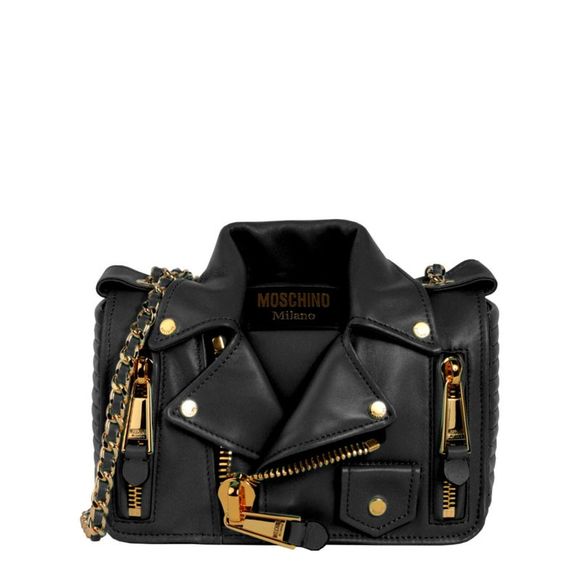 Moschino Bags Moschino Leather Jacket Shoulder Bag Black Female
